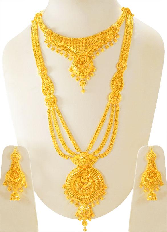 22K t Gold Bridal Necklace Set - StBr23705 - [Sets (Necklace) > Bridal