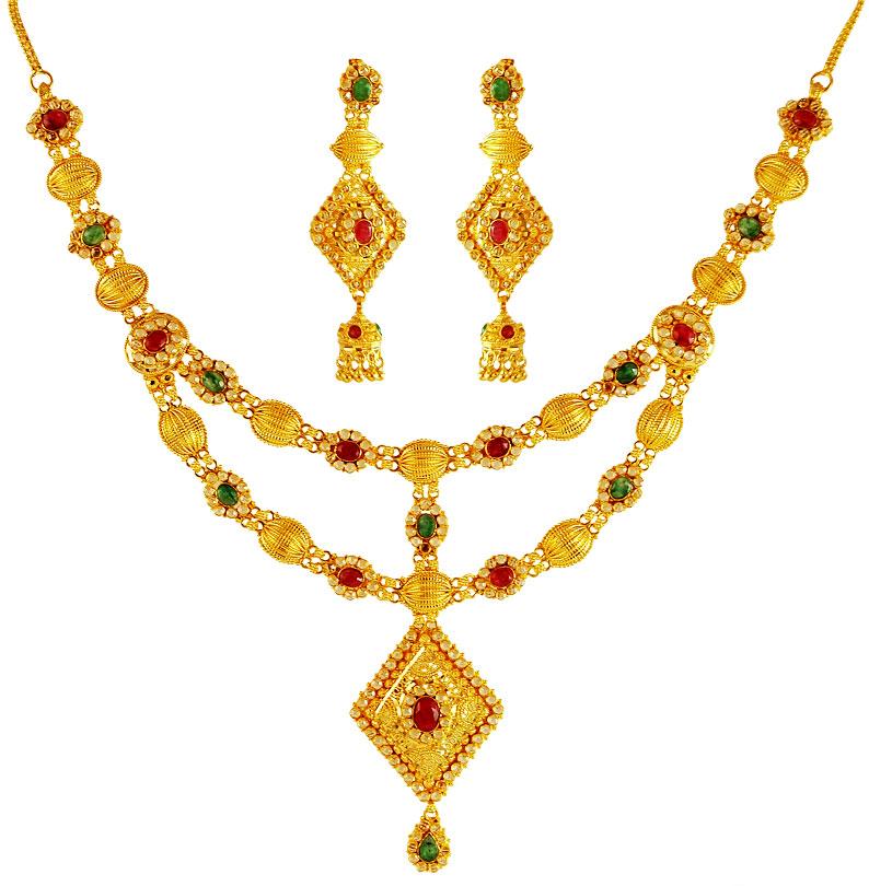 Karat Gold Necklace Earring Set Stgd Sets Necklace