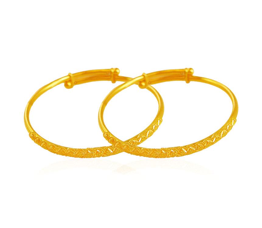 22k Fancy Gold Baby Kada BjBa19163 [Baby Jewelry > Baby Bangles]