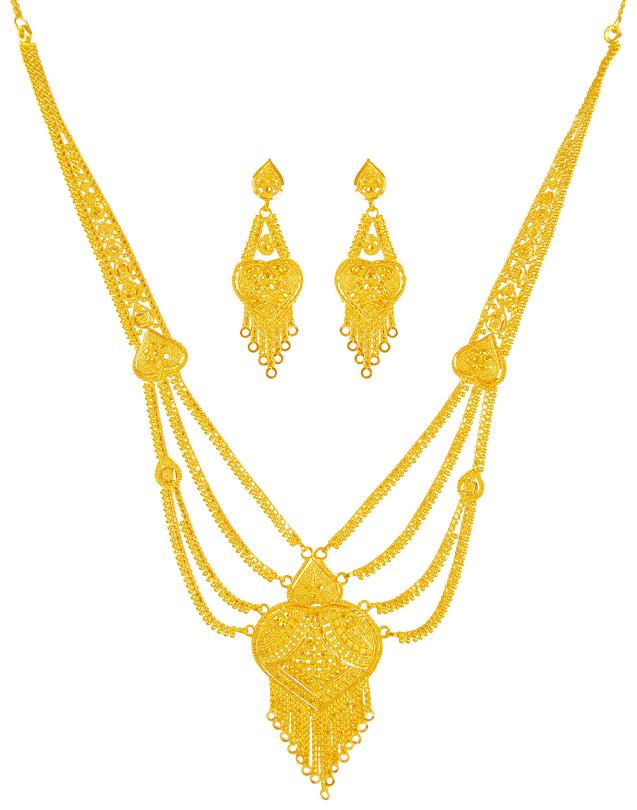 22kt Gold Light Necklace Set Stbr21540 Sets Necklace Bridal Necklace Sets 5418