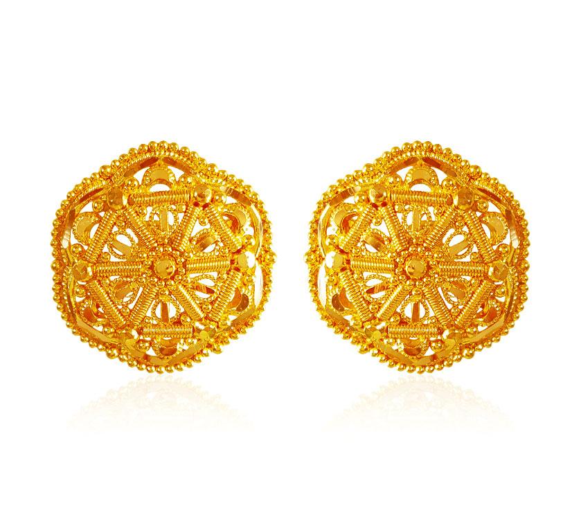 circular gold earrings