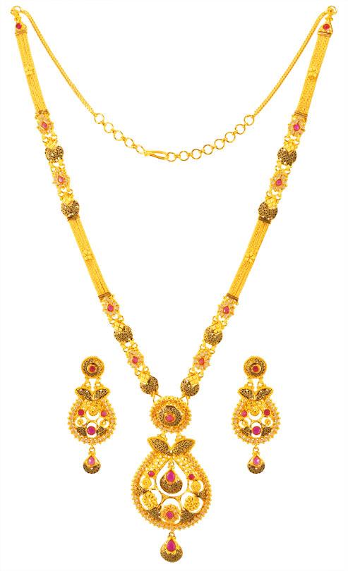 22KT Gold Long Necklace Set - StLs23715 