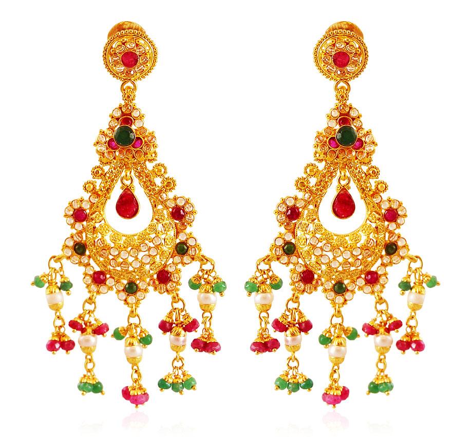 22Kt Gold Chand bali with Jhumki - ErEx18461 - [Earrings > Exquisite ...