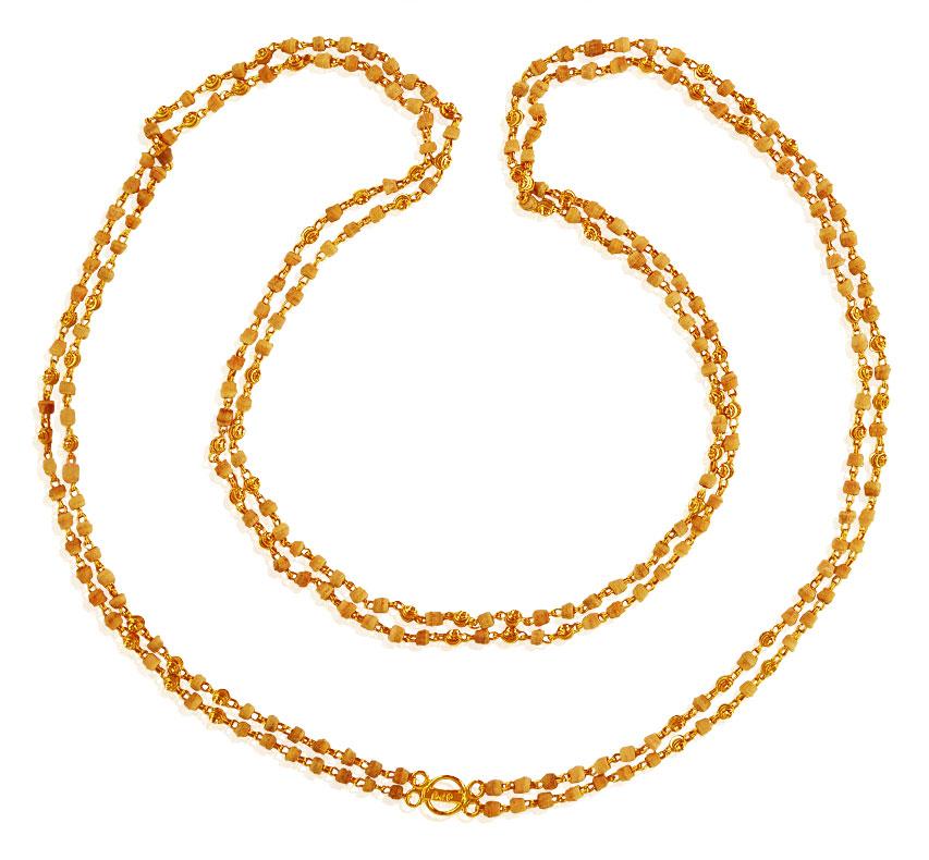 22Kt Gold White layered Tulsi Mala - ChLo21646 - [Necklace ( Chains ...