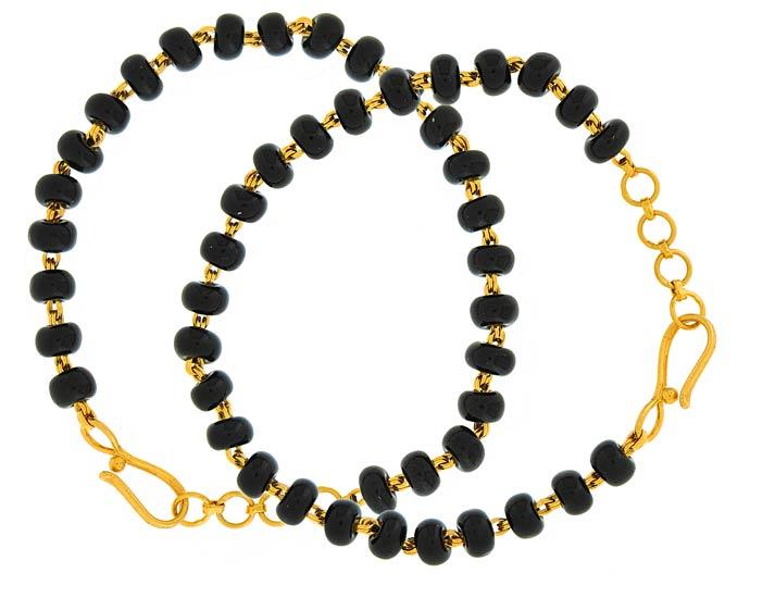 Gold Plated Splendid Evil Eye Black Beads Bracelet – Estele