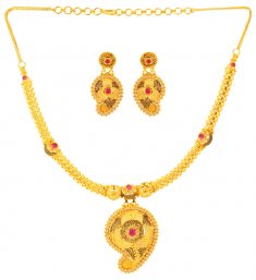 New Arrivals Meena Jewelers 22kt Gold Jewelry 22karat Gold Designer Necklace Set Stgd23770